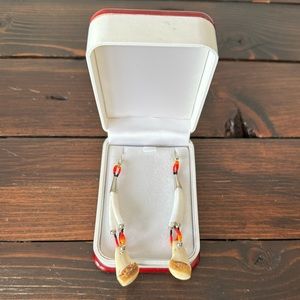 Elk Ivory Tooth Beaded Earrings